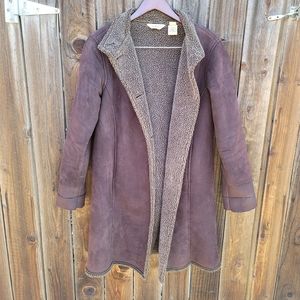 LL Bean Faux Sherpa Faux Suede Coat